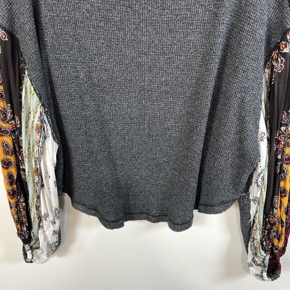 We The Free Blossom Thermal Balloon Sleeve Bandana Print Boho Top‎ Womens Size S - Picture 3 of 9